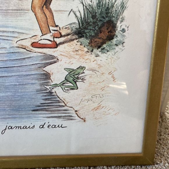 Vintage Pair of Georges Repon Framed Art Lithographs Naughty Children - Picture 4 of 16